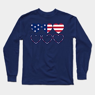 heart-shaped United States flag logo Long Sleeve T-Shirt